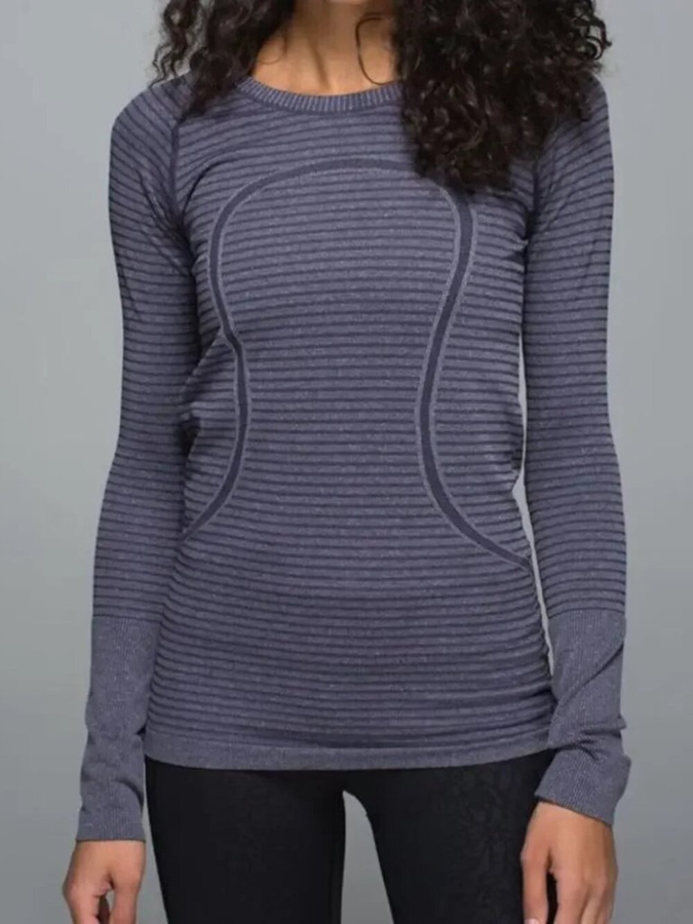 Lululemon Purple Striped‎ Run Swiftly Tech Top